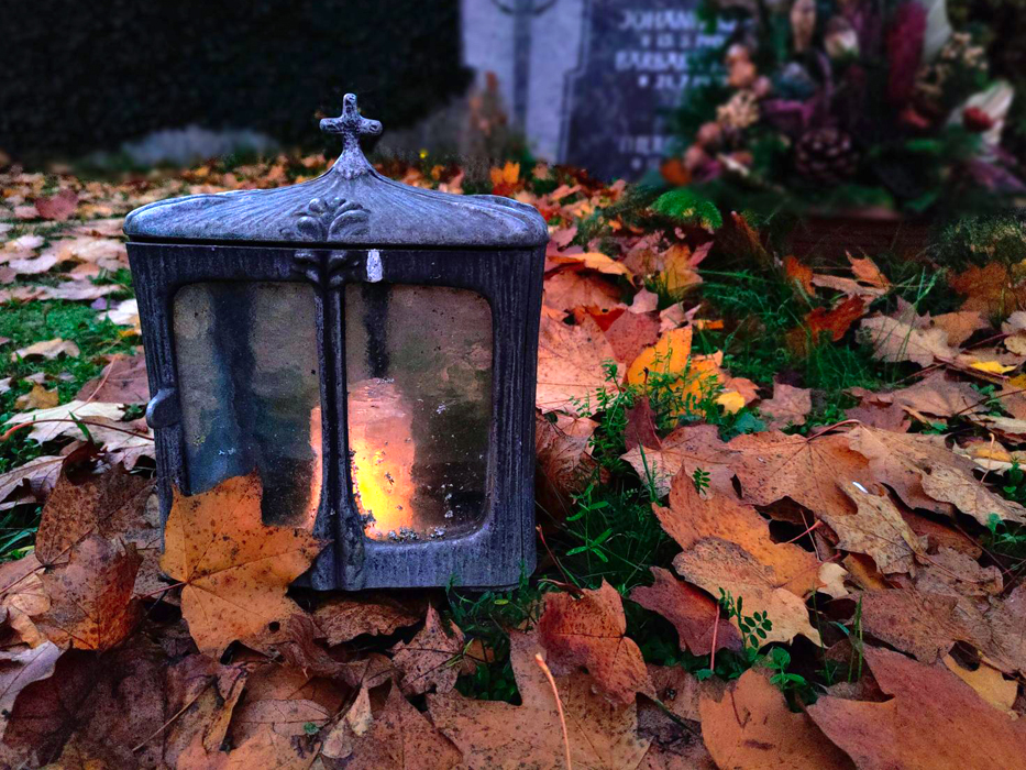 Grablicht im Herbstlaub